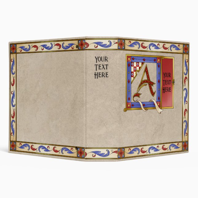 Illuminated Manuscript Monogram 'A' 3 Ring Binder (Background)
