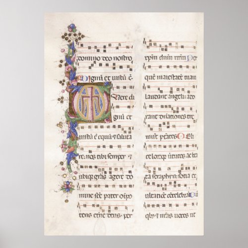 Illuminated Manuscript of Medieval Music  Poster