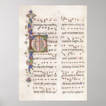Illuminated Manuscript of Medieval Music | Poster