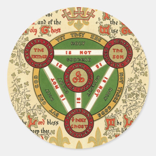 Illuminated Manuscript of the Holy Trinity Classic Round Sticker (Front)