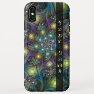Illuminated modern blue purple Fractal Art Name iPhone XS Max Case