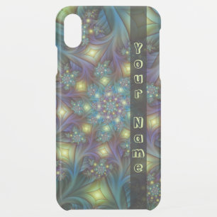 Illuminated modern blue purple Fractal Art Name iPhone XS Max Case