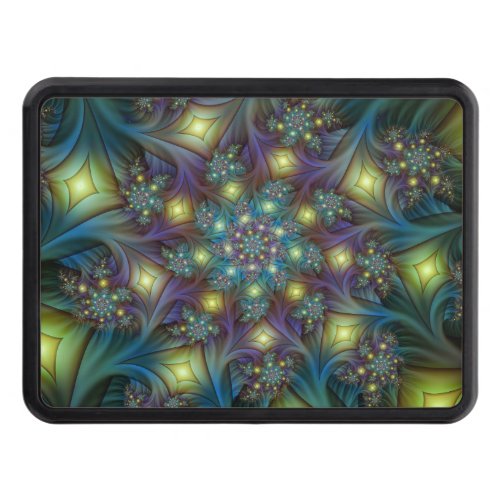 Illuminated modern blue purple Fractal Pattern Hitch Cover