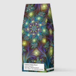 Illuminated modern blue purple Fractal Pattern Roasted Coffee