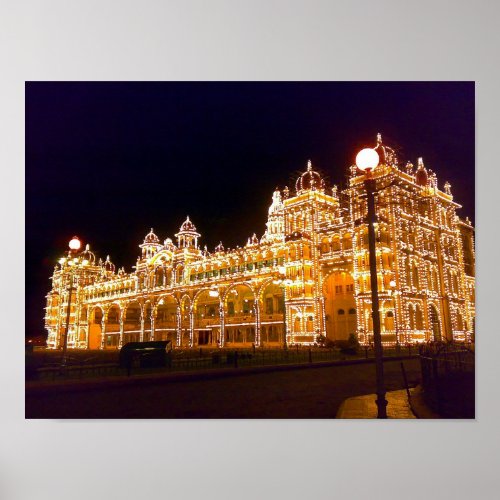 Illuminated Mysore Palace Poster