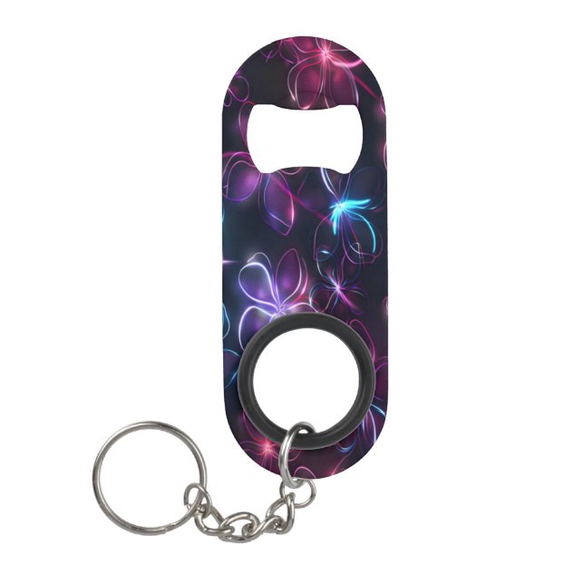 Illuminated Neon Botanical Artistry Keychain Bottle Opener (Front)