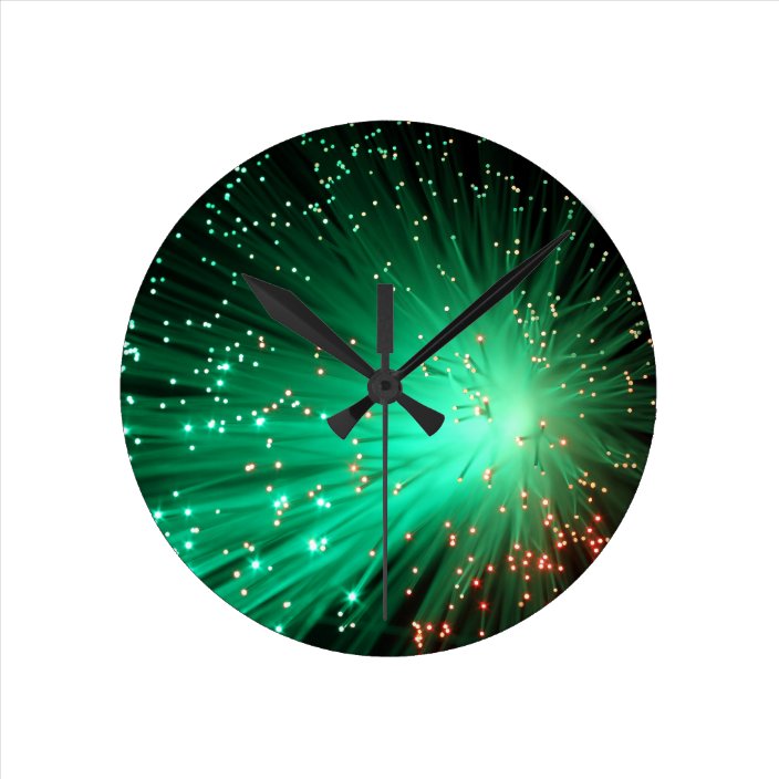 Illuminated Optical Fibers Round Clock