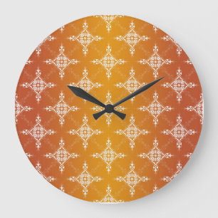 Illuminated Orange and Yellow Gold Damask Large Clock