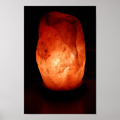 Illuminated Orange Himalayan Salt Lamp Light on a  Poster