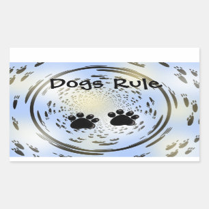 Illuminated Paw Prints Dogs Rule Rectangular Sticker