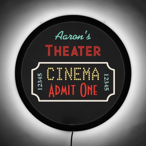 Illuminated Personalized Movie Theater Art Sign