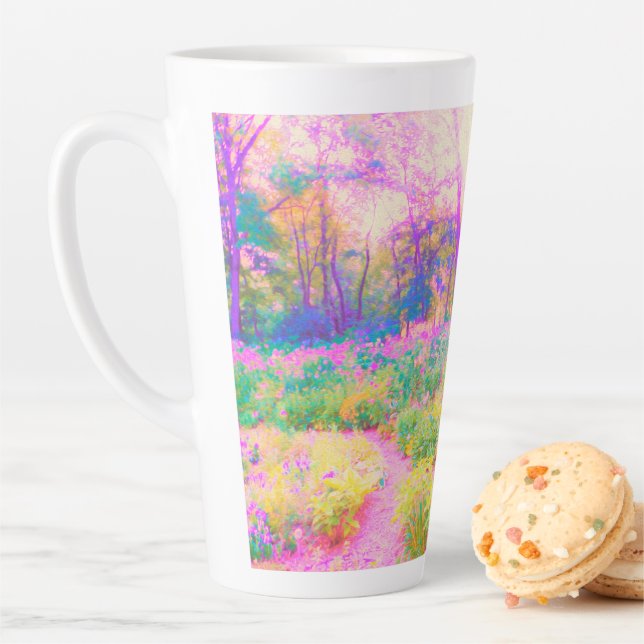 Illuminated Pink and Coral Garden Landscape Latte Mug (In Situ)