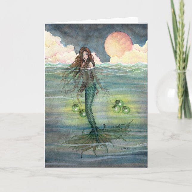 "Illuminated Sea" Mermaid Greeting Card (Front)