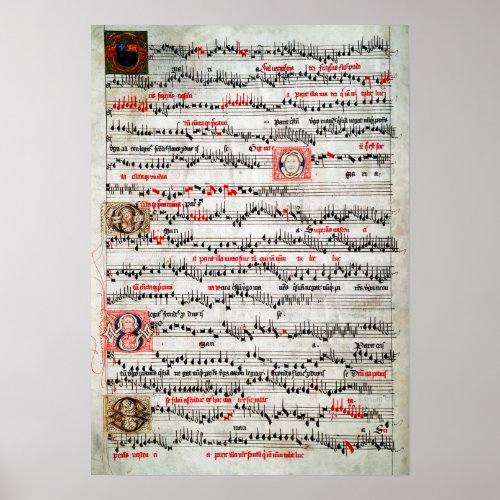 ILLUMINATED SHEET MUSIC c. 1490