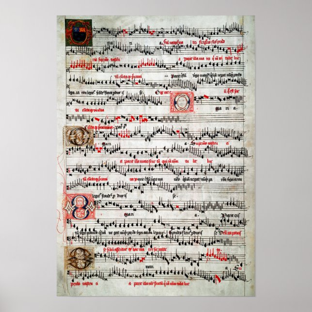 ILLUMINATED SHEET MUSIC c. 1490 Poster (Front)