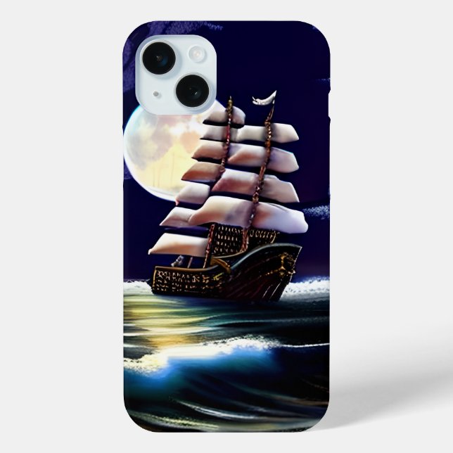 Illuminated Ship on the Ocean under the Moon Case-Mate iPhone Case (Back)