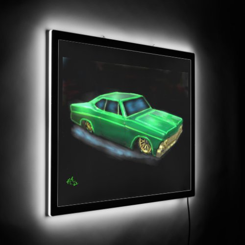 Illuminated Sign 1965 Chevy Impala Lowrider Green 