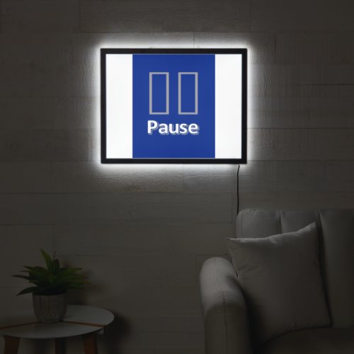 Illuminated Sign Blue Pause 