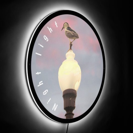 Illuminated Sign - Heron on Street Lamp (Angle)