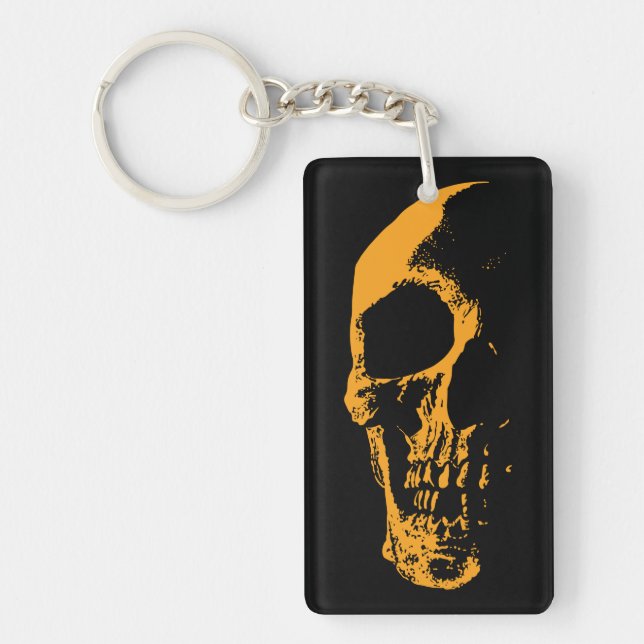 Illuminated Skull Orange Paint Creation Keychain (Front)