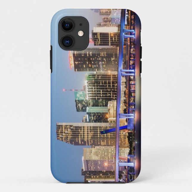 Illuminated skyline of downtown Miami at dusk Case-Mate iPhone Case (Back)