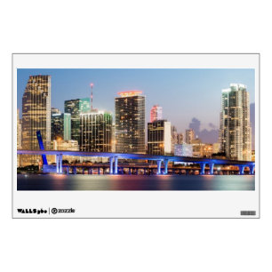 Illuminated skyline of downtown Miami at dusk Wall Sticker