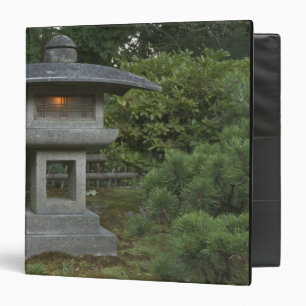 Illuminated stone lantern in Japanese Garden 3 Ring Binder