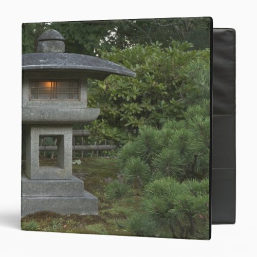 Illuminated stone lantern in Japanese Garden 3 Ring Binder