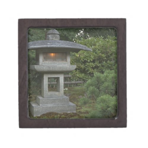 Illuminated stone lantern in Japanese Garden Keepsake Box