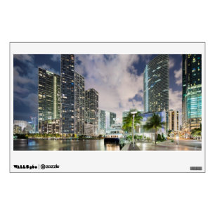 Illuminated towers at the Miami River waterfront Wall Sticker