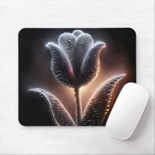 Illuminated Tulip With Raindrops Mouse Pad