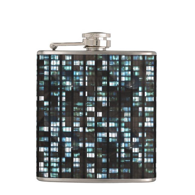 Illuminated windows pattern hip flask (Front)