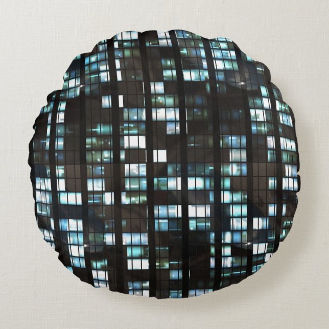 Illuminated windows pattern round pillow (Front)