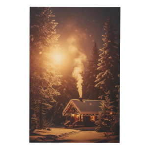 Illuminated Xmas Refuge Wood Wall Art