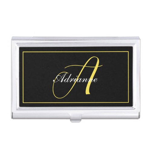 Illuminated Yellow Monogram Business Card Case