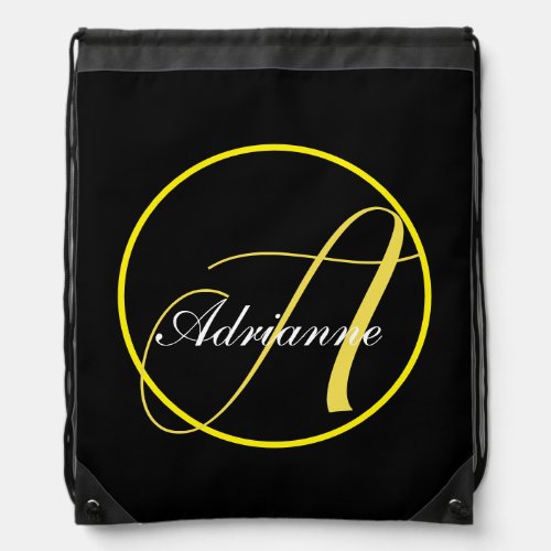 Illuminated Yellow Monogram Drawstring Bag