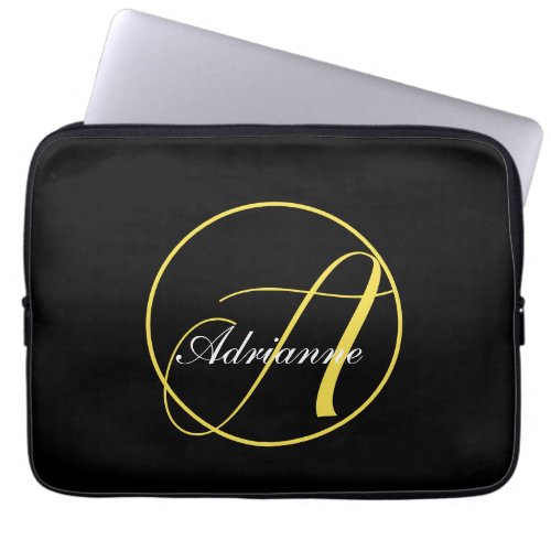 Illuminated Yellow Monogram Laptop Sleeve