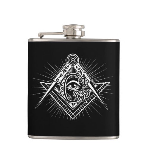 Illuminati All Seeing Eye Freemason Symbol Hip Flask