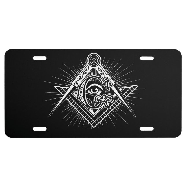 Illuminati All Seeing Eye Freemason Symbol License Plate (Front)