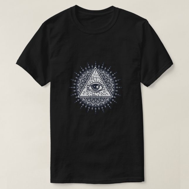 Illuminati Conspiracy Masonic Triangle Mandala Gif T-Shirt (Design Front)