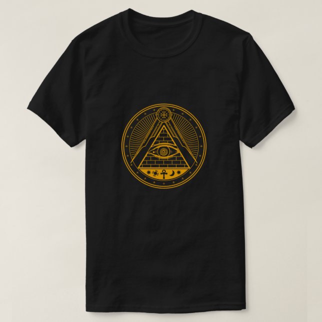 Illuminati Conspiracy Triangle Masonic All Seeing  T-Shirt (Design Front)