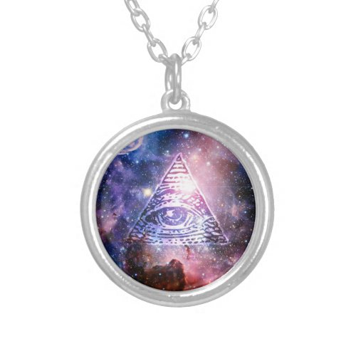 Illuminati nebula silver plated necklace