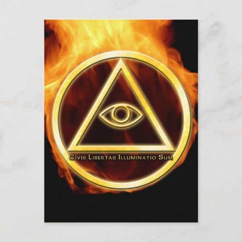 Illuminati on Fire Postcard