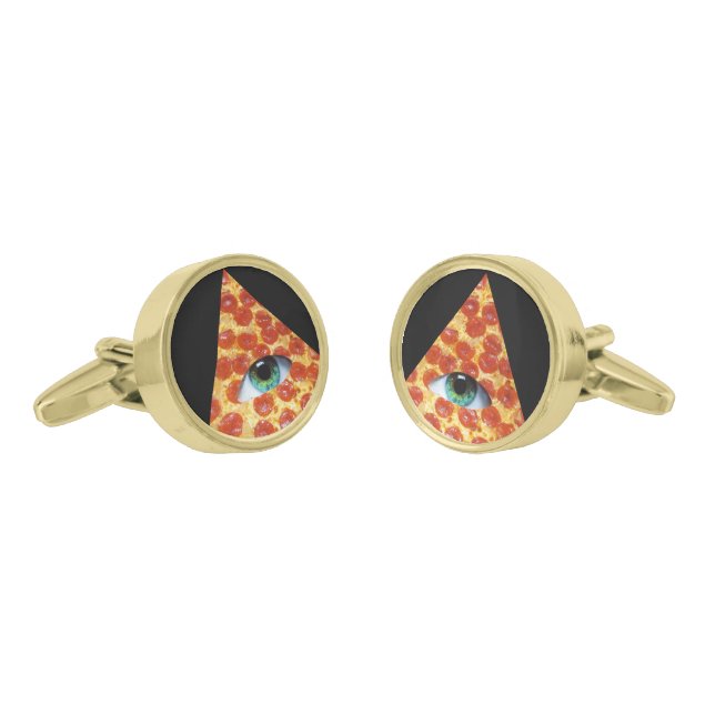 Illuminati Pizza Cufflinks (Angled)