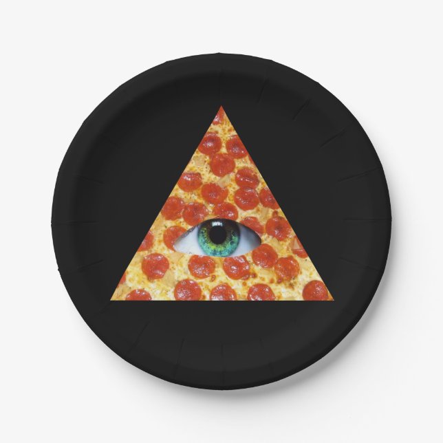 Illuminati Pizza Paper Plates (Front)