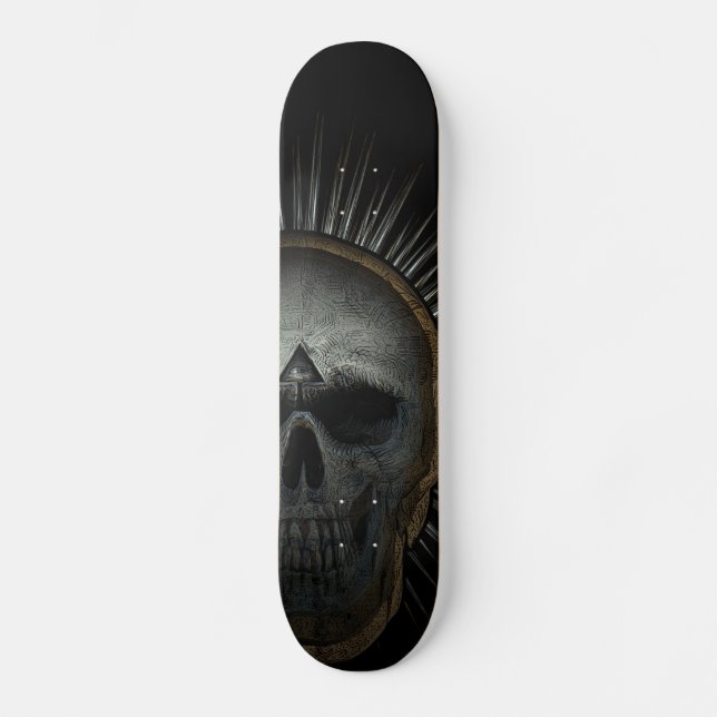 Illuminati skull skateboard deck (Front)