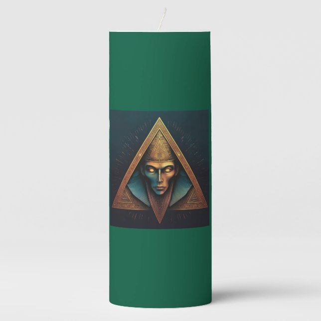 Illuminati Wall Crest Pillar Candle (Front)
