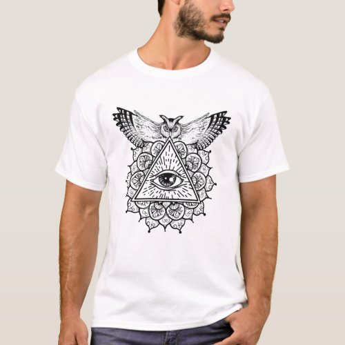 Illuminati Wise Owl Eye Of Providence T_Shirt