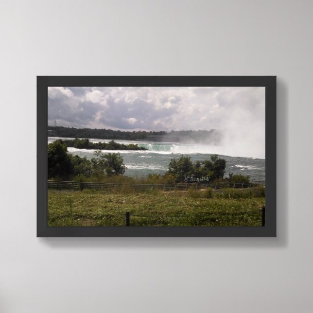 Illuminating Clouds Over Niagara Falls Poster (Framed Front)