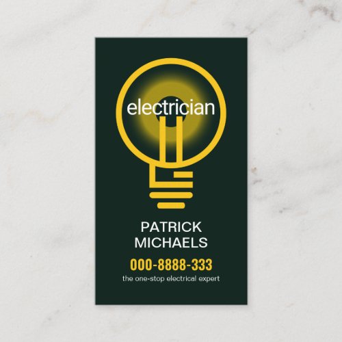 illuminating Electrician Bulb Filament Business Card